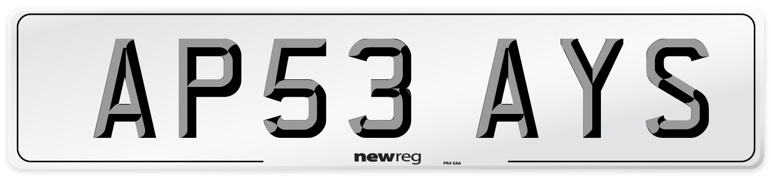 AP53 AYS Number Plate from New Reg